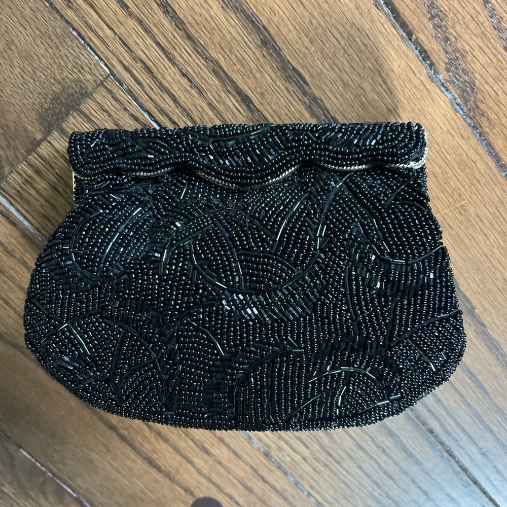 Elegant Black Beaded Clutch